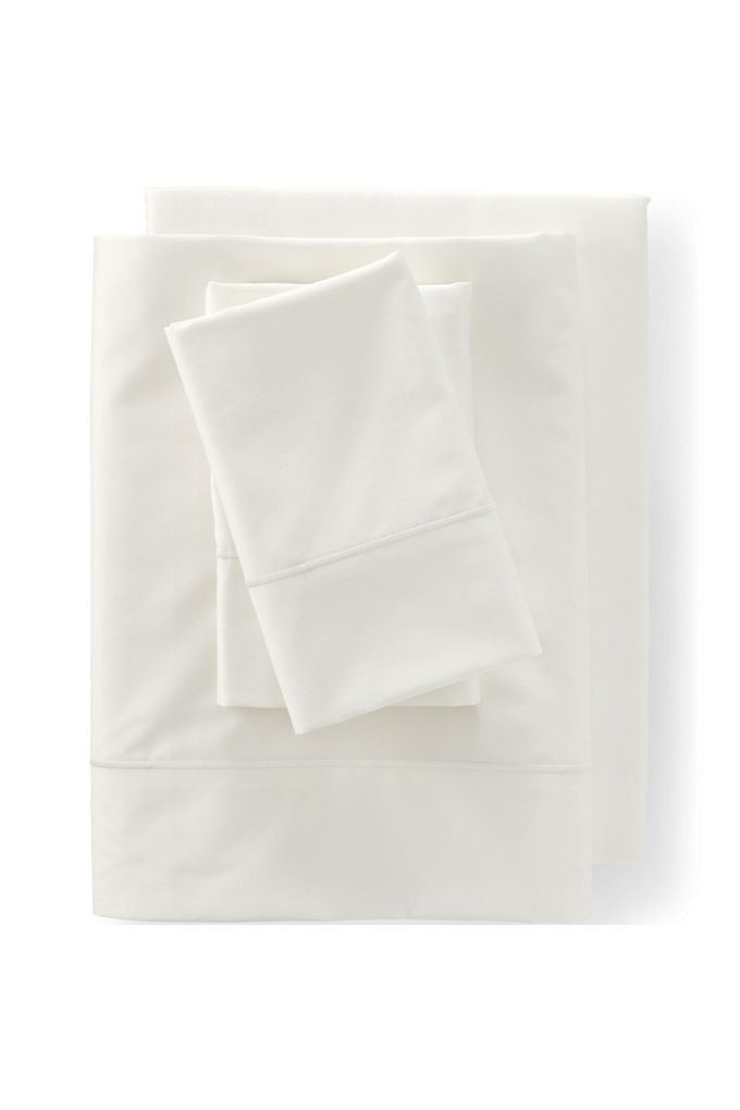 Lands’ End 400 Thread Count Premium Supima Cotton Percale Bed Sheet Set