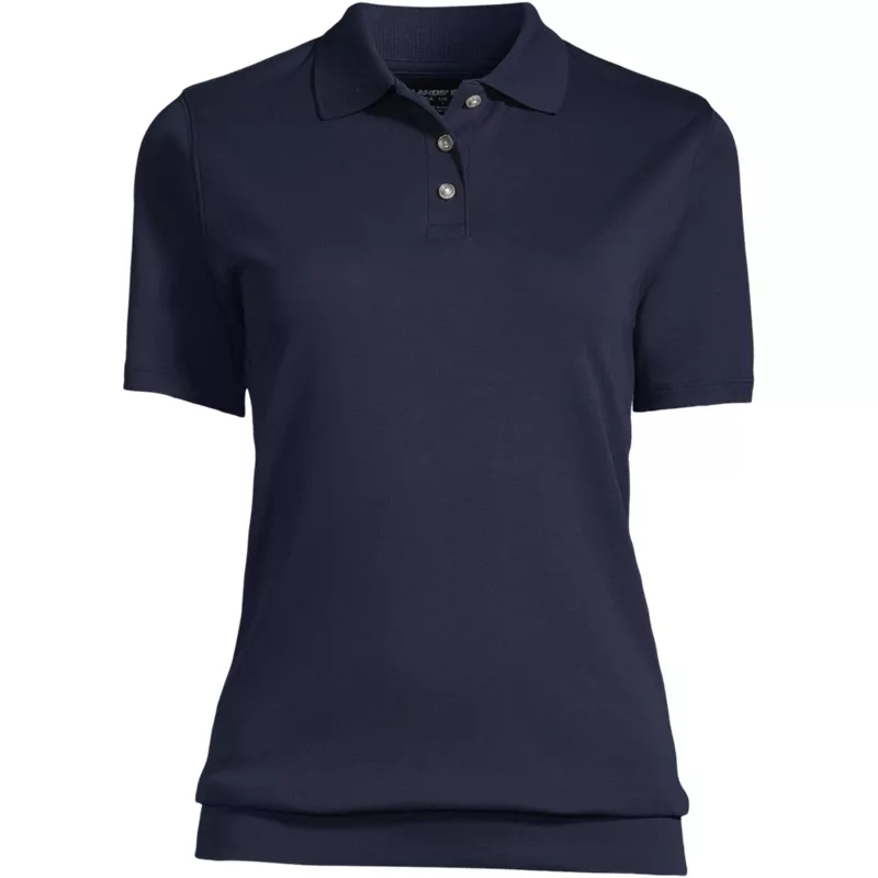 Women's Short Sleeve Banded Bottom Polo Shirt, Front
