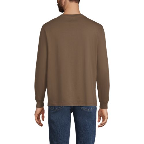 Lands' End Super-t Langarm-henleyshirt, Classic Fit, Herren, Größe:44-46 Regular, Braun, Baumwolle, By Lands' End 