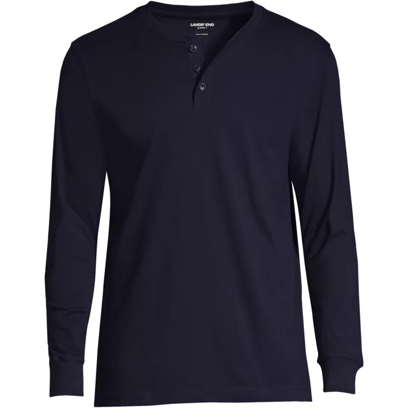 Men's Big and Tall Super-T Long Sleeve Henley Shirt, Front