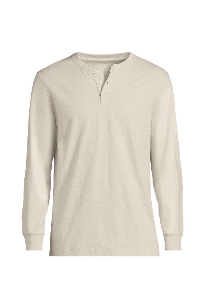 Lands' End Men's Tall Super-t Long Sleeve Henley Shirt In Ivory