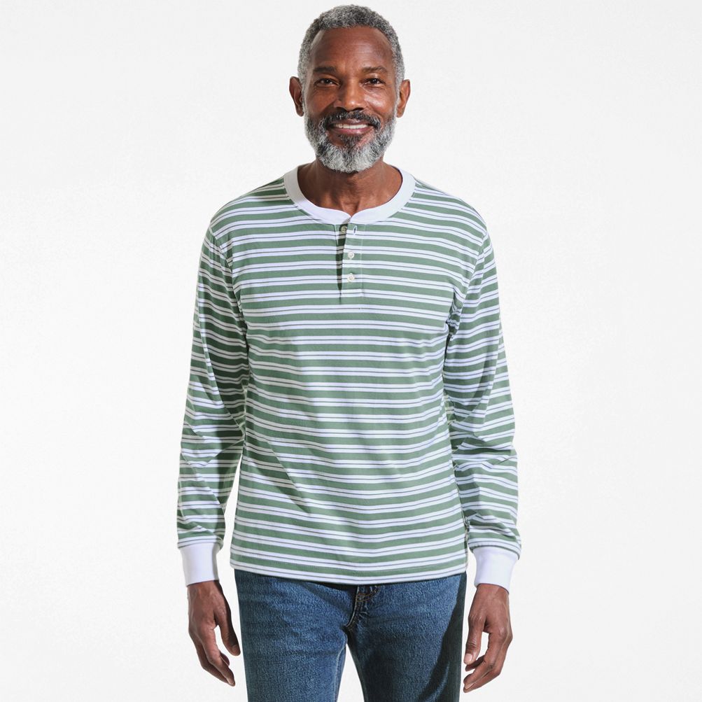 Men's Super-T Long Sleeve Henley Shirt | Lands' End
