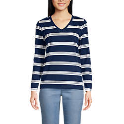 Women's Relaxed Supima Cotton Long Sleeve V-Neck T-Shirt, Front