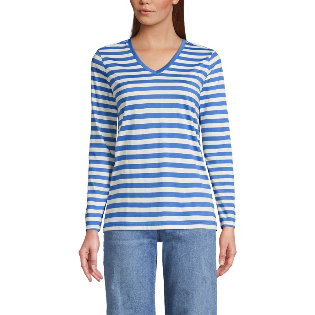 Supima Cotton Long Sleeve V-Neck T-Shirt | Lands' End