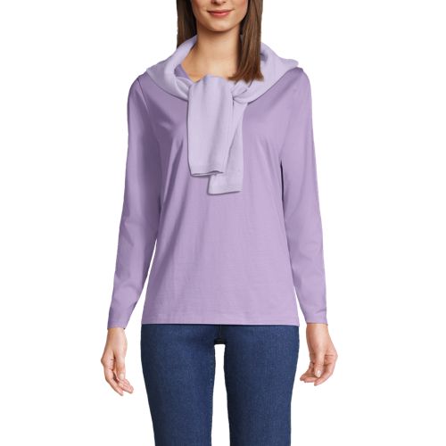Women's Relaxed Supima Cotton Long Sleeve V-Neck T-Shirt | Lands' End