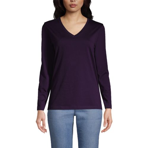 Viscose/Elastane V-Neck T-Shirt - Striking Purple