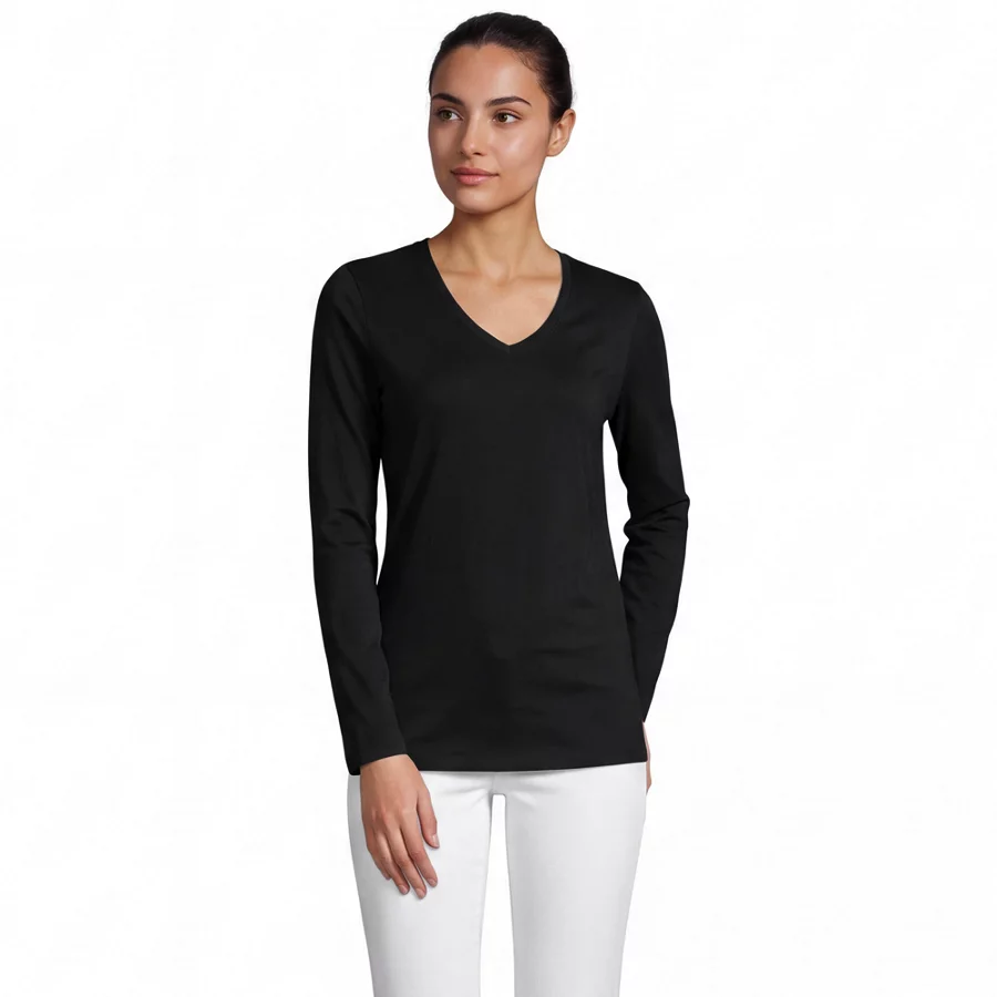Supima Cotton Long Sleeve V Neck T Shirt view 4
