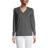 Women's Petite Relaxed Supima Cotton Long Sleeve V-Neck T-Shirt, Front