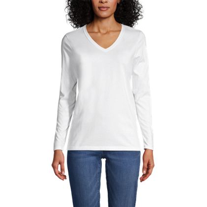 Women's Relaxed Supima Cotton Long Sleeve V-Neck T-Shirt - image 2
