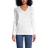 Women's Petite Relaxed Supima Cotton Long Sleeve V-Neck T-Shirt, Front