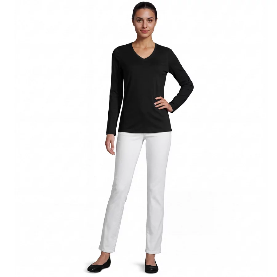 Supima Cotton Long Sleeve V Neck T Shirt view 5