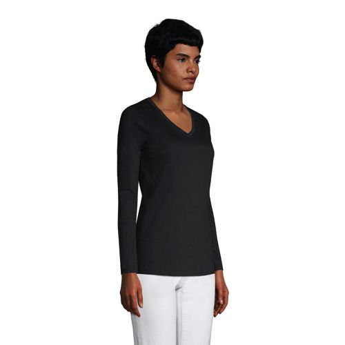 Le T-Shirt Supima Col V Manches Longues, Femme Stature Standard image number 2