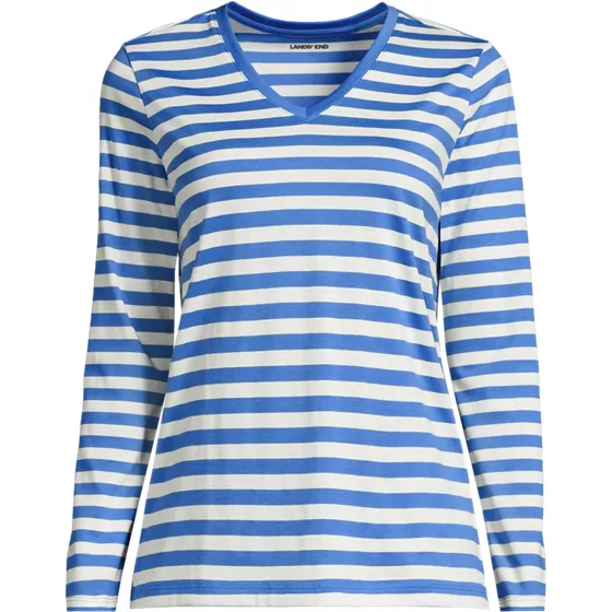 Plus Size Supima Cotton Long Sleeve V-Neck T-Shirt - primary