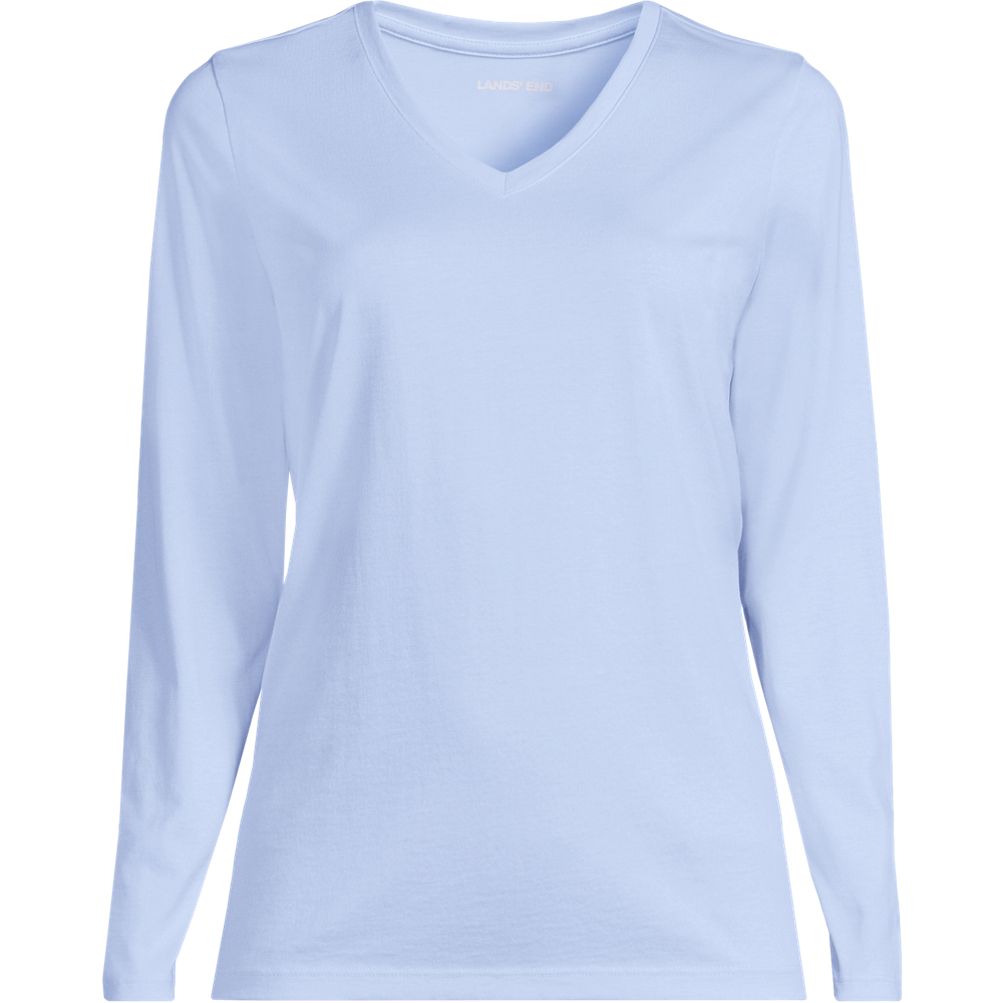 Supima Cotton Long Sleeve V-Neck T-Shirt | Lands' End