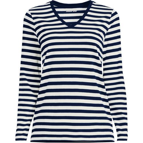 Women's Relaxed Supima Cotton Long Sleeve V-Neck T-Shirt