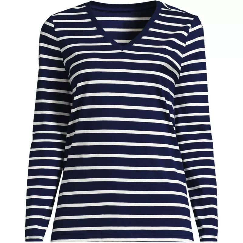 Supima Cotton Long Sleeve V-Neck T-Shirt, Front