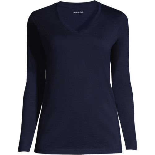 Women's Relaxed Supima Cotton Long Sleeve V-Neck T-Shirt