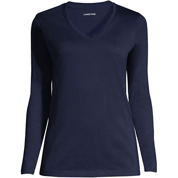 Le T-Shirt Supima Col V Manches Longues, Femme Stature Standard image number 4
