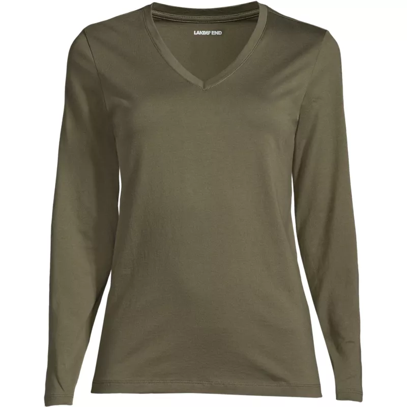 Supima Cotton Long Sleeve V-Neck T-Shirt, Front
