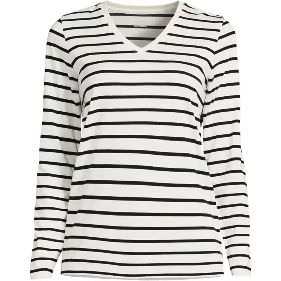 Plus Size Supima Cotton Long Sleeve V-Neck T-Shirt - primary