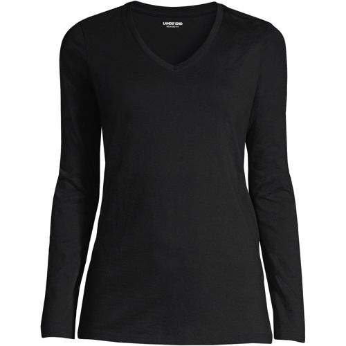 Women's Relaxed Supima Cotton Long Sleeve V-Neck T-Shirt