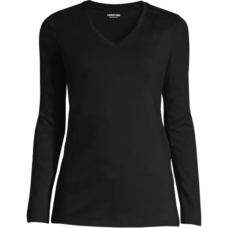 Supima Cotton Long Sleeve V-Neck T-Shirt, Front