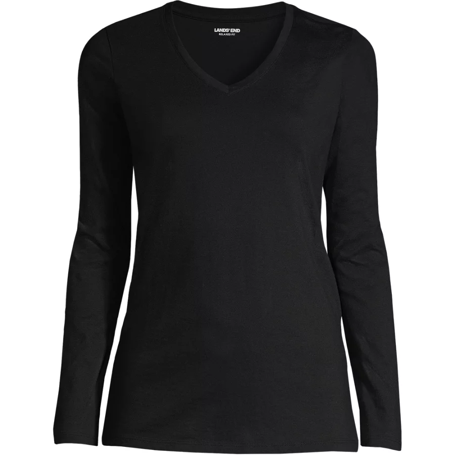 Supima Cotton Long Sleeve V Neck T Shirt view 1