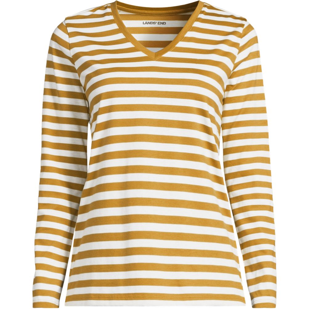 Supima Cotton Long Sleeve V-Neck T-Shirt | Lands' End
