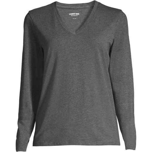 Women's Relaxed Supima Cotton Long Sleeve V-Neck T-Shirt