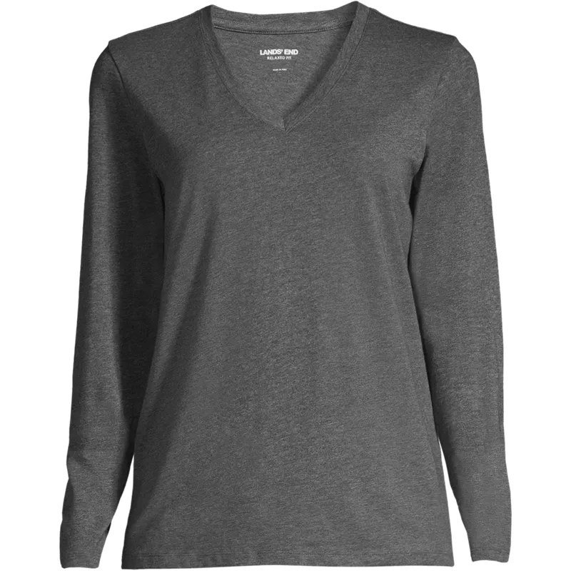 Tall Supima Cotton Long Sleeve V-Neck T-Shirt, Front