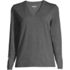 Women's Petite Relaxed Supima Cotton Long Sleeve V-Neck T-Shirt, Front