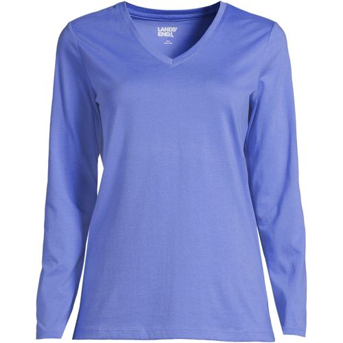 Women's Relaxed Supima Cotton Long Sleeve V-Neck T-Shirt