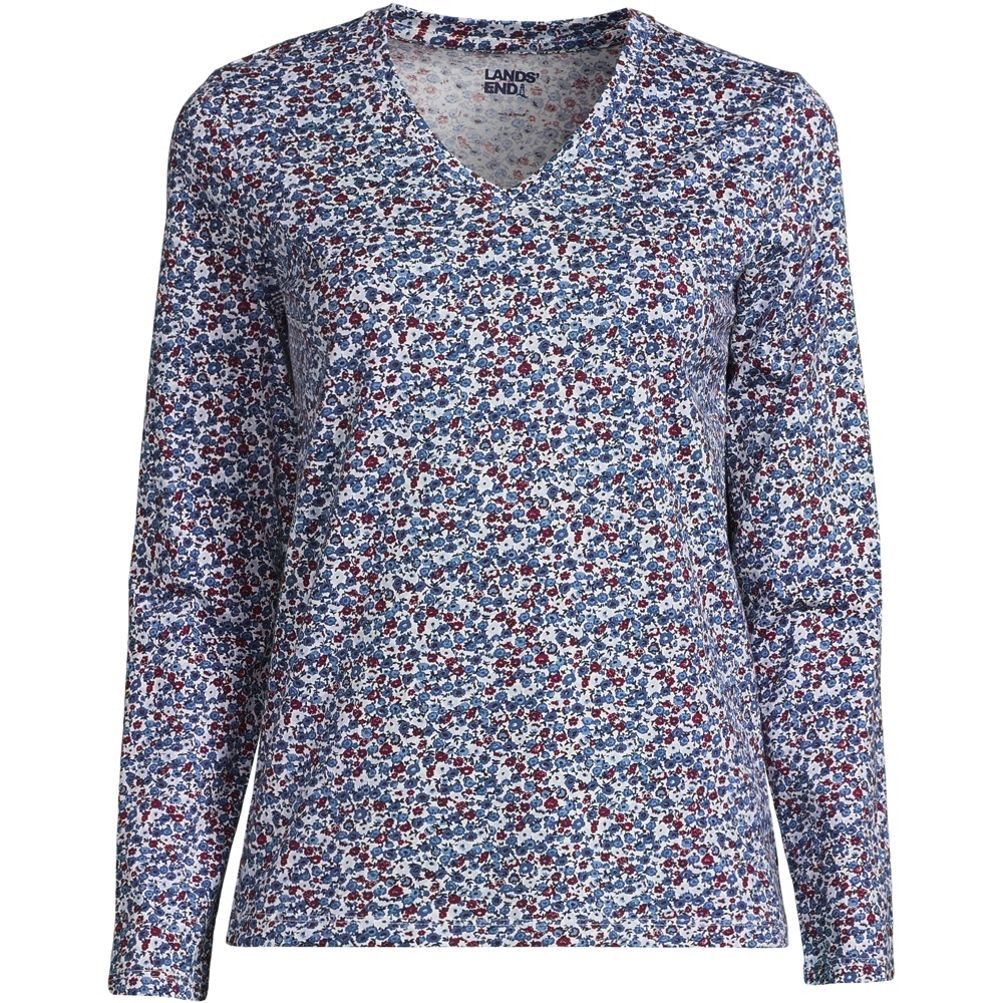 Women's Tall Relaxed Supima Cotton Long Sleeve V-Neck T