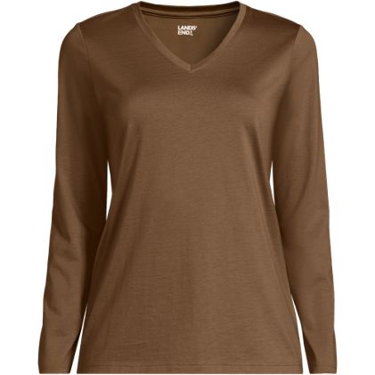 Women's Plus Size Relaxed Supima Cotton Long Sleeve V-Neck T-Shirt - primary