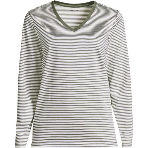 Supima Long Sleeved T-shirt, Women, size: 1X, plus, Green, Cotton, by Lands' End
