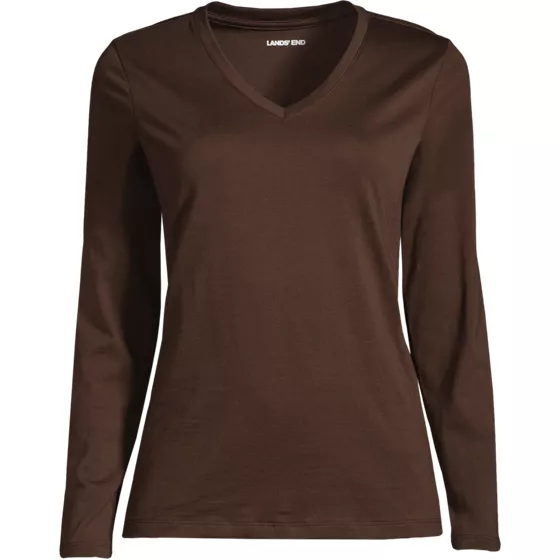 Plus Size Supima Cotton Long Sleeve V-Neck T-Shirt - primary