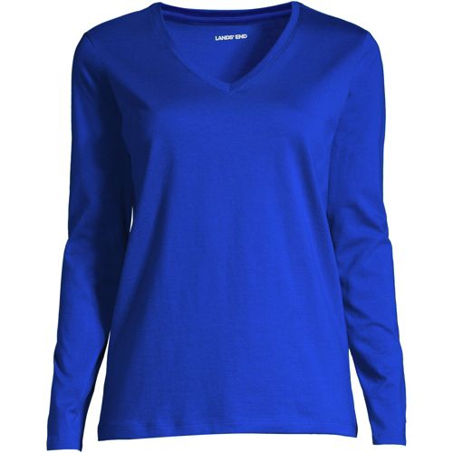 Women's Relaxed Supima Cotton Long Sleeve V-Neck T-Shirt