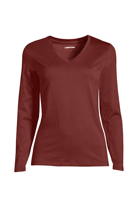 Women's Relaxed Supima Cotton Long Sleeve V-Neck T-Shirt