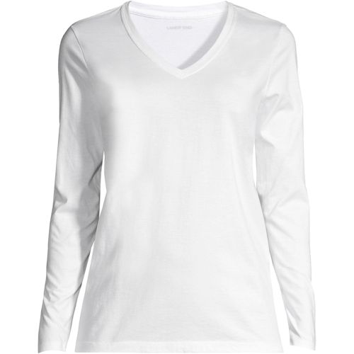 Women's Relaxed Supima Cotton Long Sleeve V-Neck T-Shirt