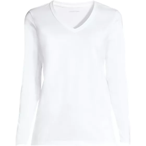 Plus Size Supima Cotton Long Sleeve V-Neck T-Shirt - primary