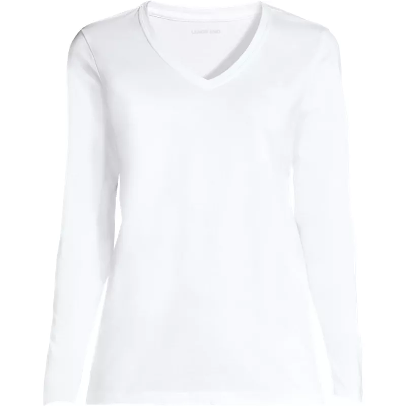 Plus Size Supima Cotton Long Sleeve V-Neck T-Shirt, Front