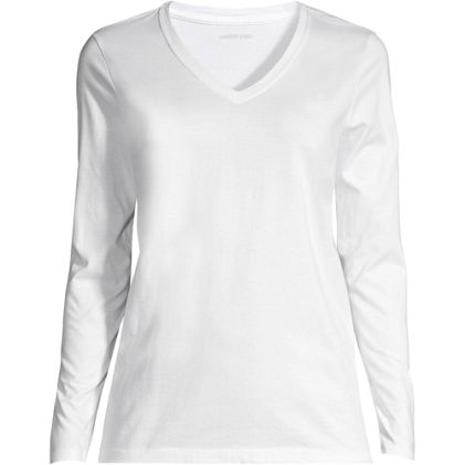 Women's Relaxed Supima Cotton Long Sleeve V-Neck T-Shirt - image 1