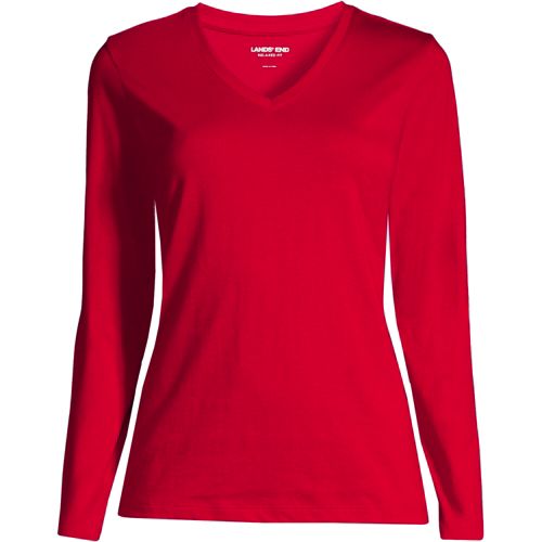 Women's Relaxed Supima Cotton Long Sleeve V-Neck T-Shirt