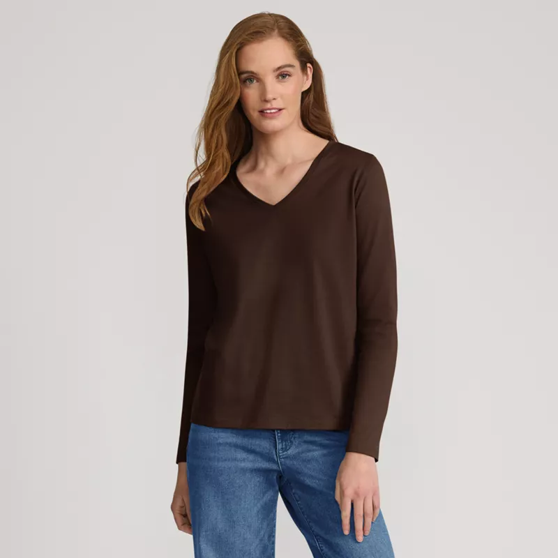 Tall Supima Cotton Long Sleeve V-Neck T-Shirt, alternative image