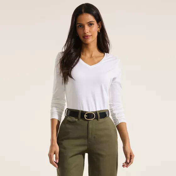 Supima Cotton Long Sleeve V-Neck T-Shirt - primary