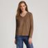 Women's Petite Relaxed Supima Cotton Long Sleeve V-Neck T-Shirt, Front