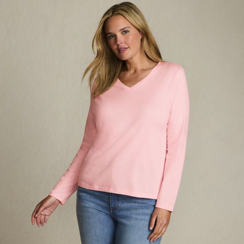 Supima Cotton Long Sleeve V-Neck T-Shirt, alternative image