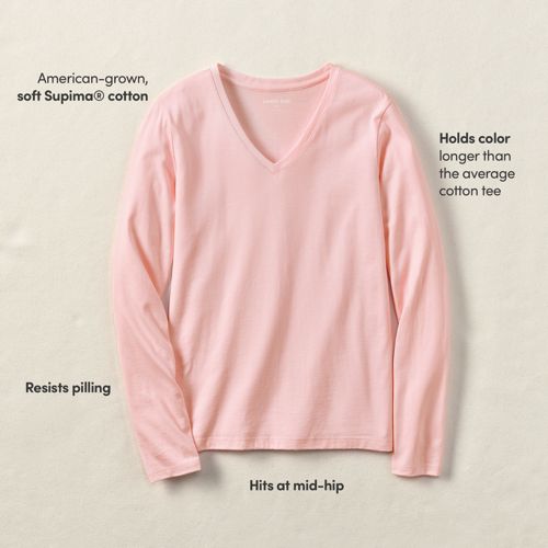 Supima Cotton Long Sleeve V-Neck T-Shirt, alternative image