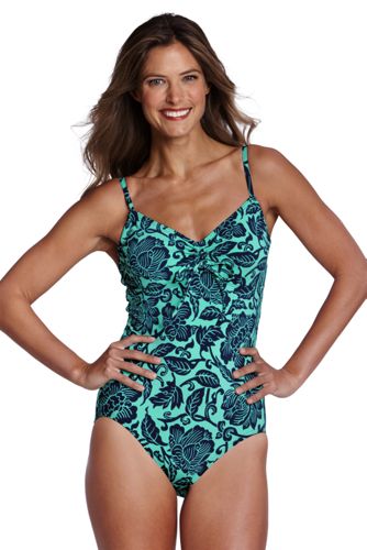 Womens Beach Living Bardot Floral Scoopneck One Piece Swimsuit