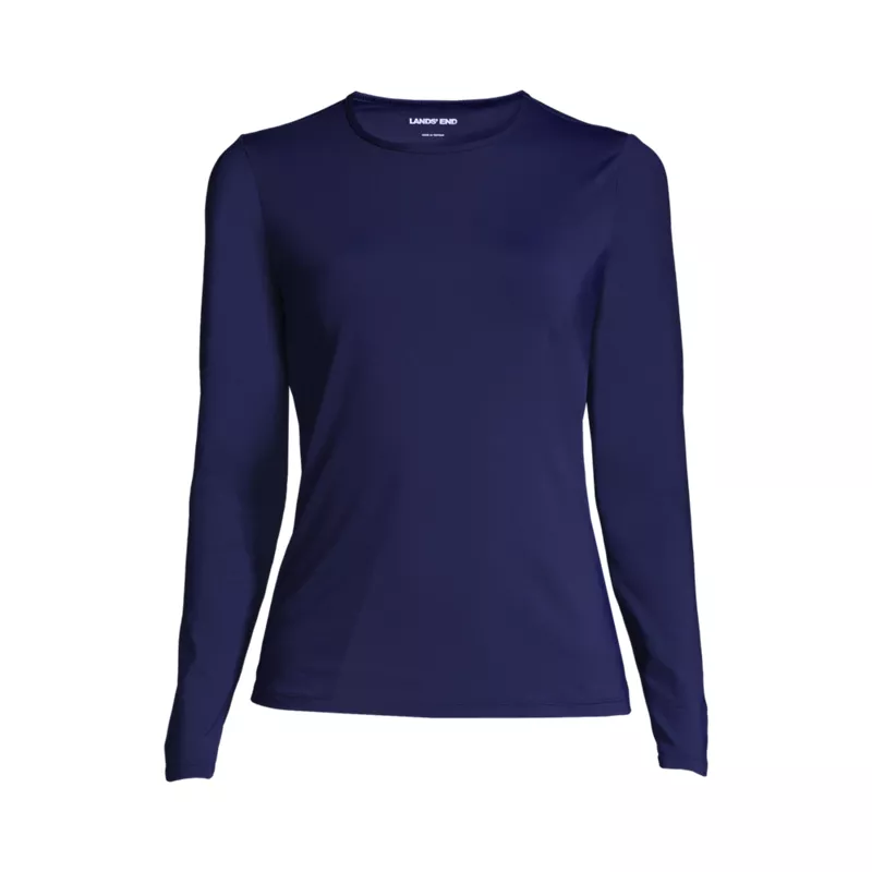 Women's Plus Size SunShade UPF 50 Long Sleeve Rash Guard Swim Tee, Front